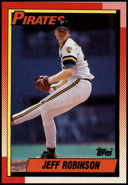 Jeff Robinson baseball card featuring Pittsburgh Pirates pitcher in delivery pose