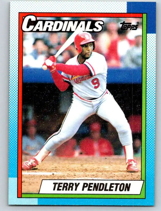 1990 Topps Terry Pendleton baseball card featuring St. Louis Cardinals player at bat