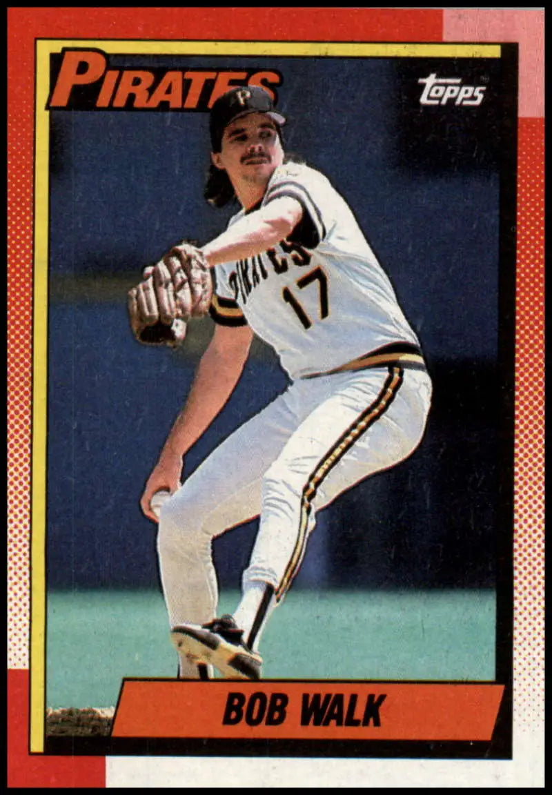 1990 Topps #754 Bob Walk Pittsburgh Pirates Baseball Card in mid-delivery action