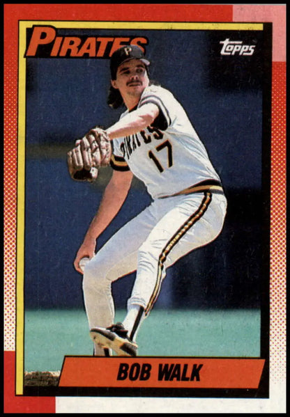 1990 Topps #754 Bob Walk Pittsburgh Pirates Baseball Card in mid-delivery action