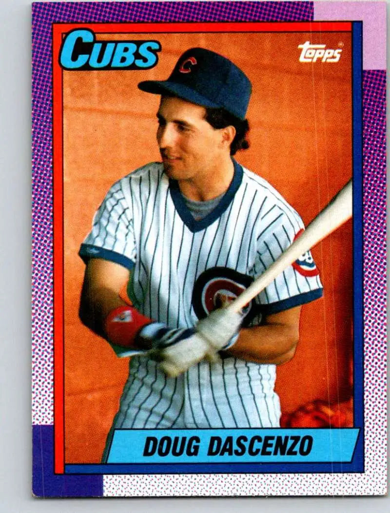 1990 Topps Doug Dascenzo Baseball Card featuring Chicago Cubs player in pinstripes