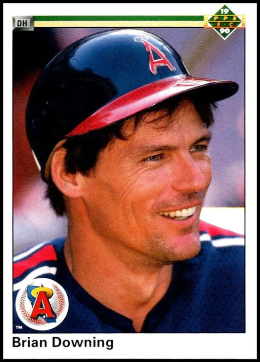 Brian Downing smiling in California Angels cap and uniform for Upper Deck card