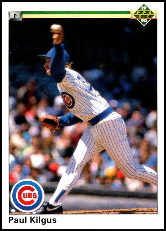 Paul Kilgus delivering a pitch in pinstriped uniform on Upper Deck baseball card