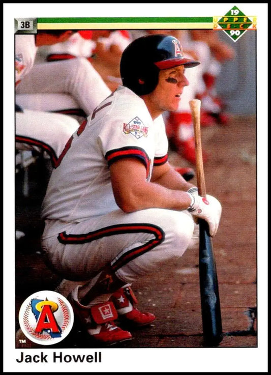 Baseball card of Jack Howell in white uniform for California Angels by Upper Deck