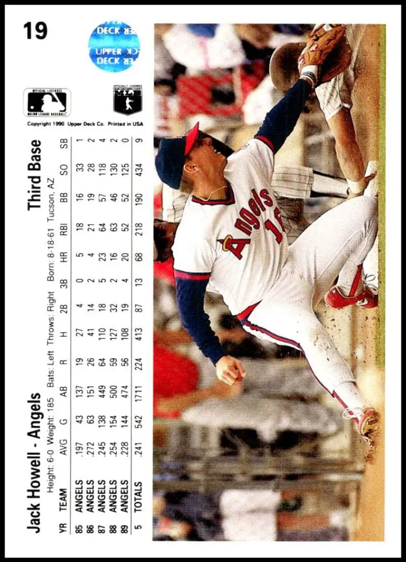 Jack Howell catching a foul ball in the dugout on a California Angels card