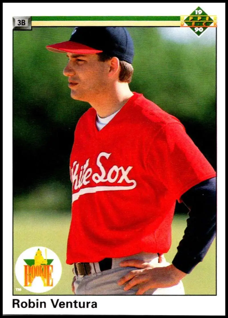 Baseball player in red White Sox jersey and navy cap for Robin Ventura card