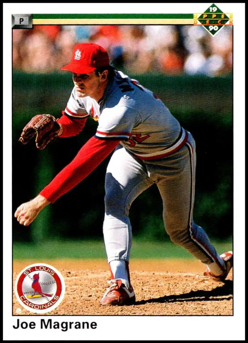 Joe Magrane in mid-pitch delivery wearing a Boston Red Sox uniform on Upper Deck card