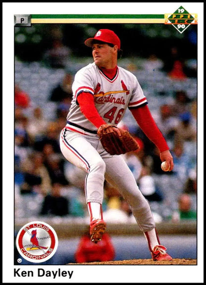 St. Louis Cardinals pitcher Ken Dayley in delivery on 1990 Upper Deck baseball card