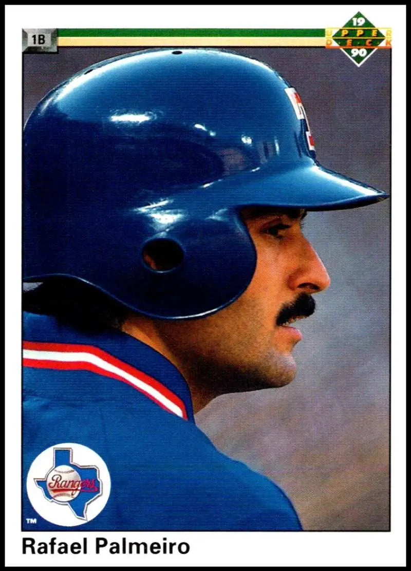 Rafael Palmeiro in blue batting helmet and Montreal Expos uniform baseball card