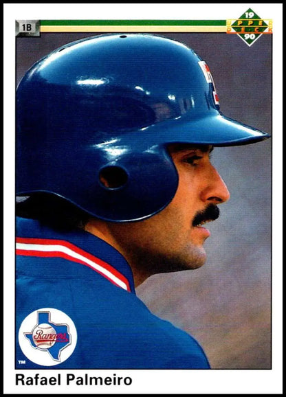 Rafael Palmeiro in blue batting helmet and Montreal Expos uniform baseball card