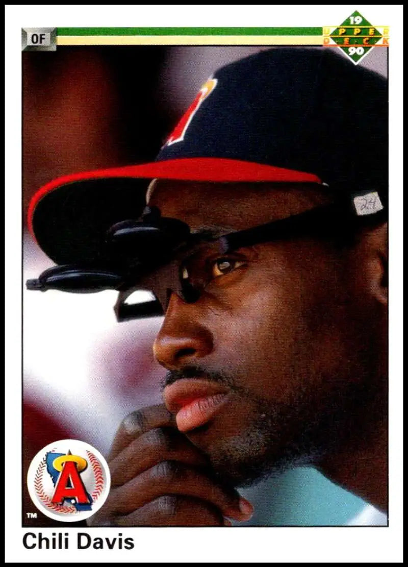 Chili Davis in profile, showcasing California Angels gear on Upper Deck baseball card