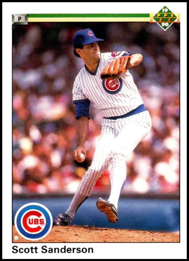 Scott Sanderson pitching in pinstriped uniform on 1990 Upper Deck baseball card