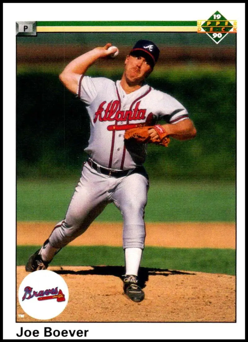 Baseball player Joe Boever on the mound in Atlanta Braves uniform for Upper Deck card