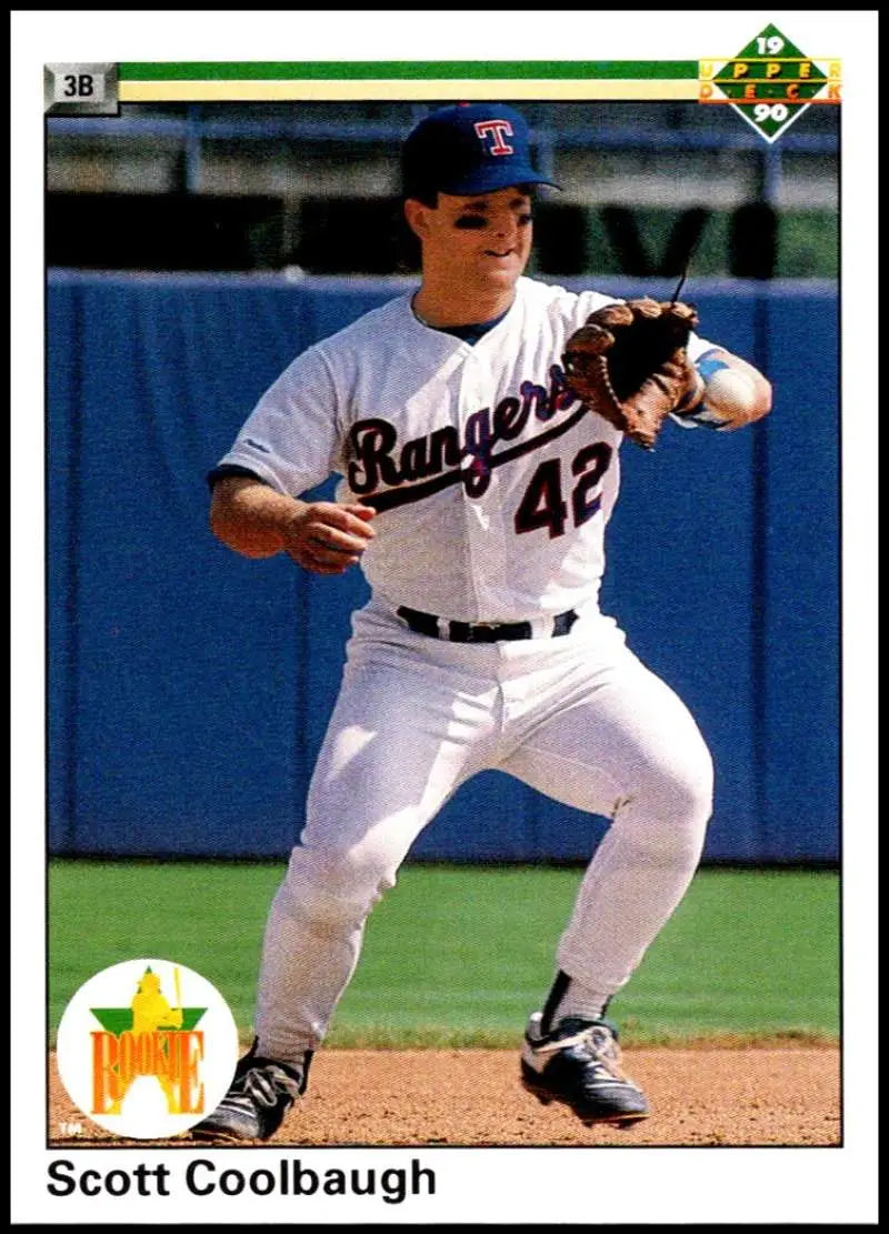 Scott Coolbaugh in white Texas Rangers uniform number 42 on baseball card