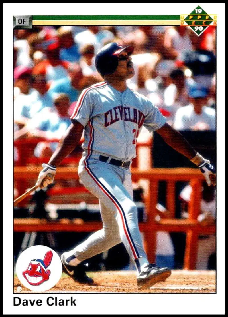 Cleveland Indians Dave Clark batting on a 1990 Upper Deck baseball trading card