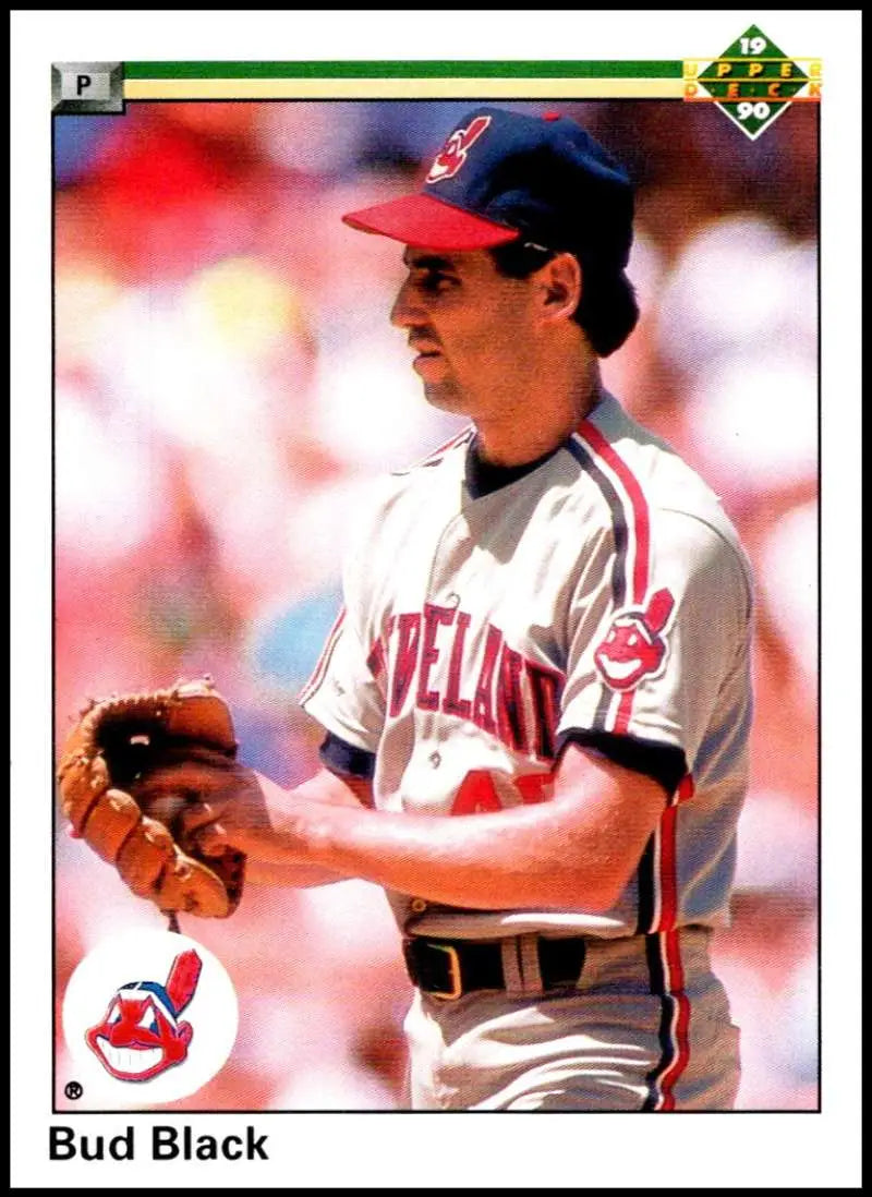 Cleveland Indians Bud Black in white uniform on 1990 Upper Deck baseball card