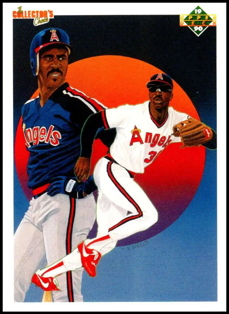 Devon White California Angels baseball card with sunset backdrop and players in uniforms