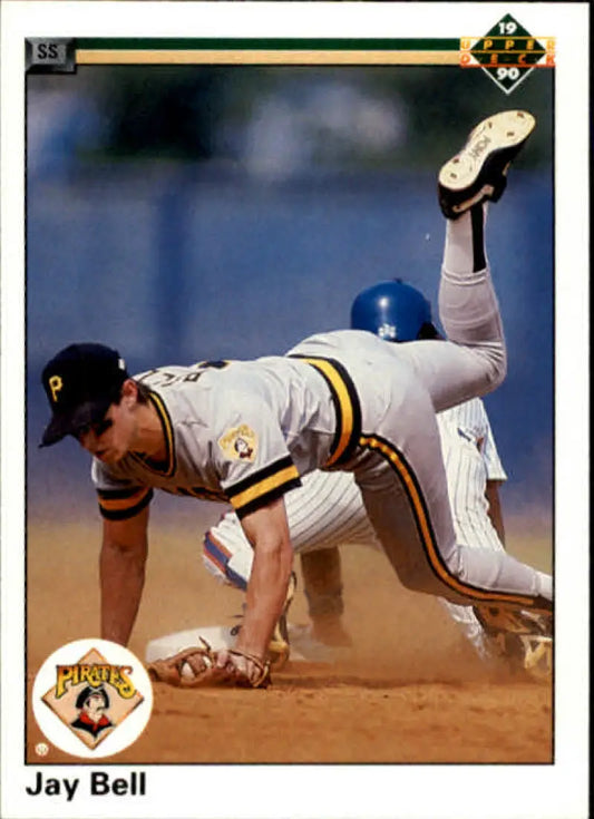 Jay Bell diving near base in Pittsburgh Pirates uniform for baseball card image