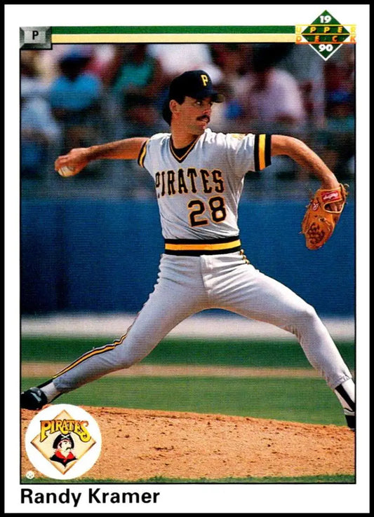 Pittsburgh Pirates pitcher Randy Kramer delivering pitch in 1990 Upper Deck baseball card