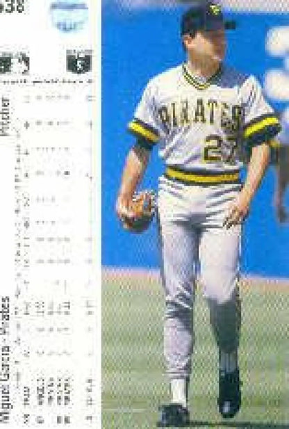 Miguel Garcia in Pittsburgh Pirates gray uniform on 1990 Upper Deck baseball card