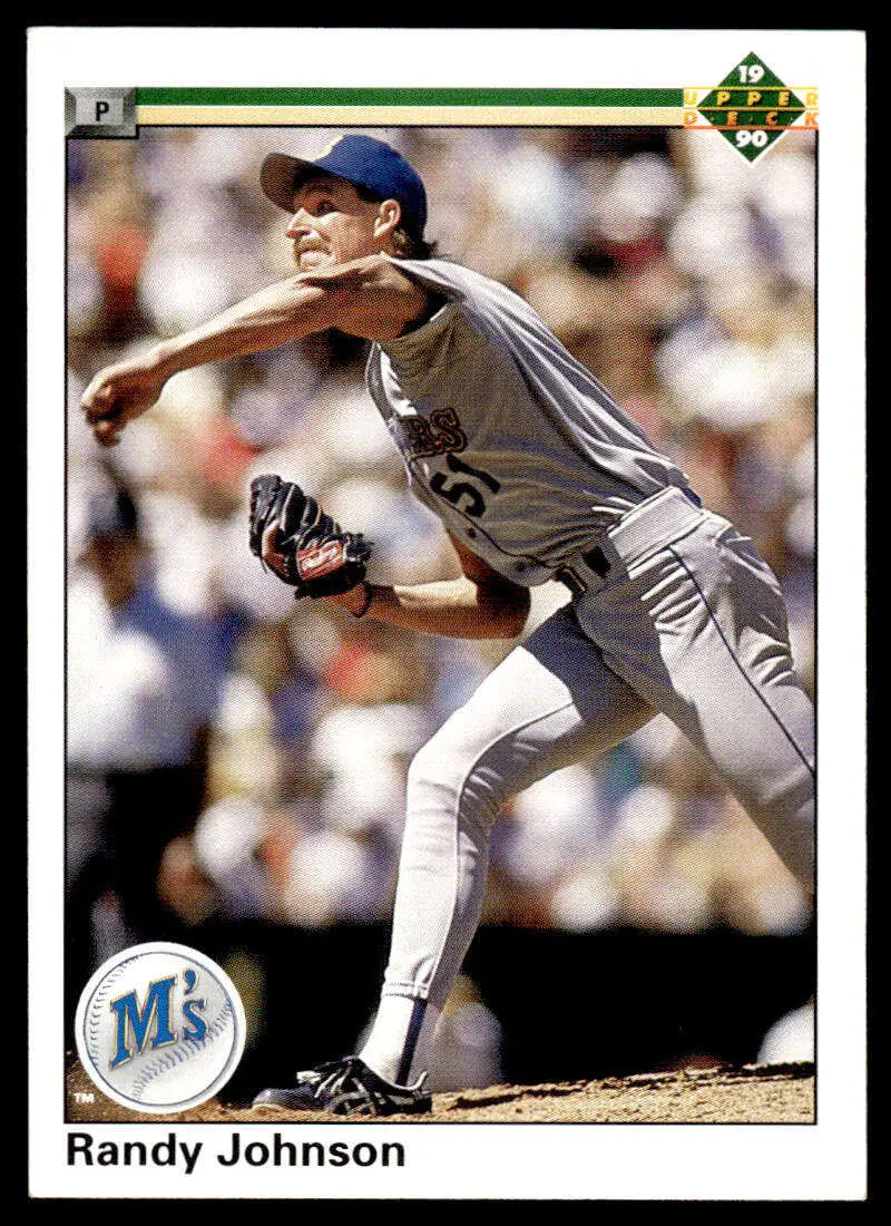 Randy Johnson delivering a pitch in Seattle Mariners uniform, Upper Deck card