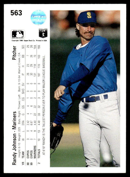 Randy Johnson Seattle Mariners pitcher baseball card from Upper Deck 1990 set