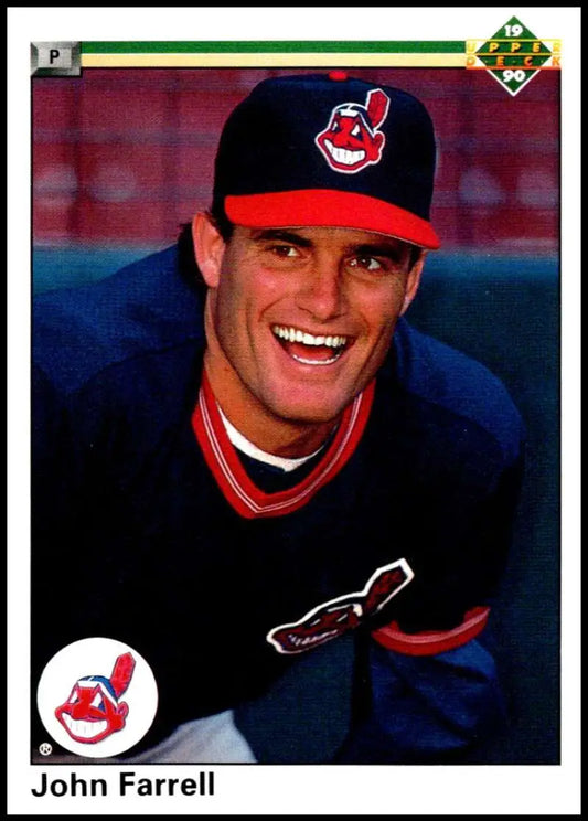 Cleveland Indians player John Farrell in navy uniform on 1990 baseball card