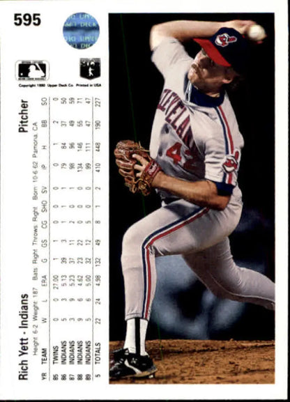 Baseball card of Rich Yett delivering a pitch in Montreal Expos uniform