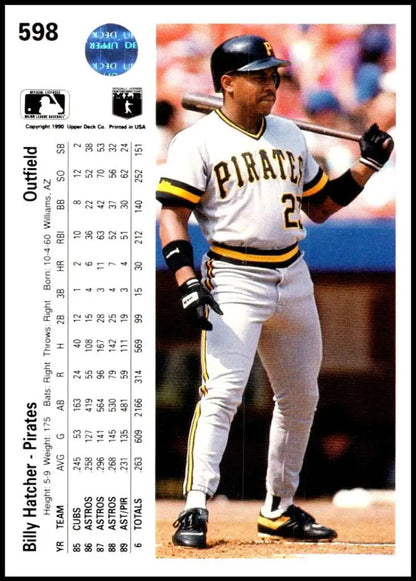 1990 Upper Deck Billy Hatcher Baseball Card featuring Pittsburgh Pirates player