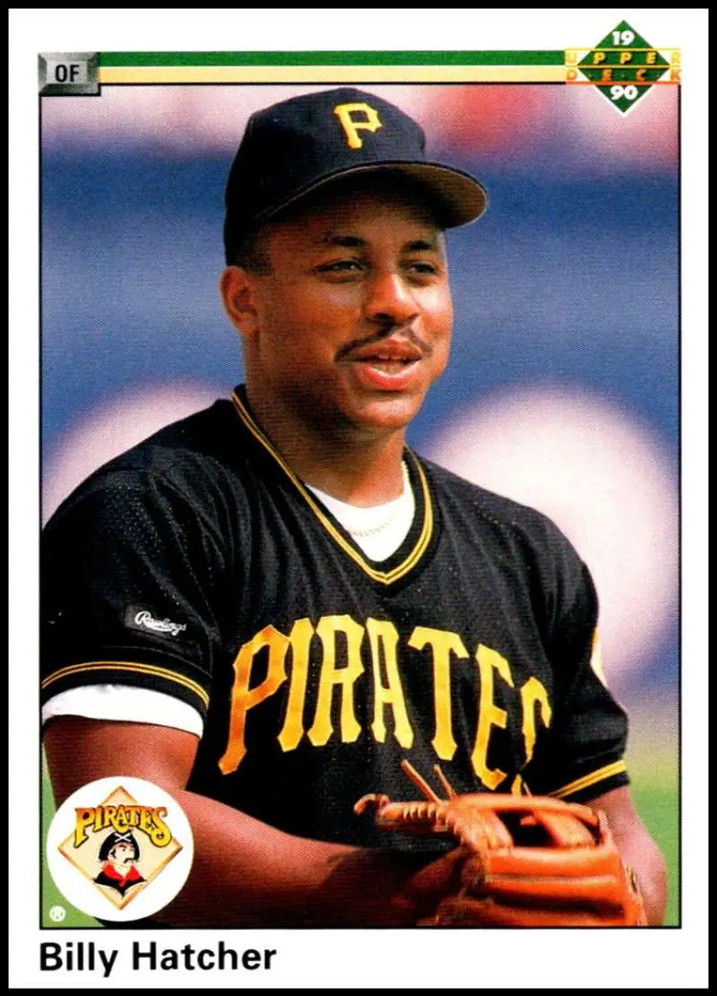 Billy Hatcher in black Pittsburgh Pirates uniform on Upper Deck baseball card