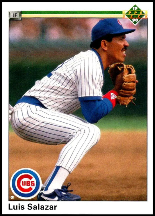 Chicago Cubs player Luis Salazar in pinstripe uniform on 1990 Upper Deck baseball card