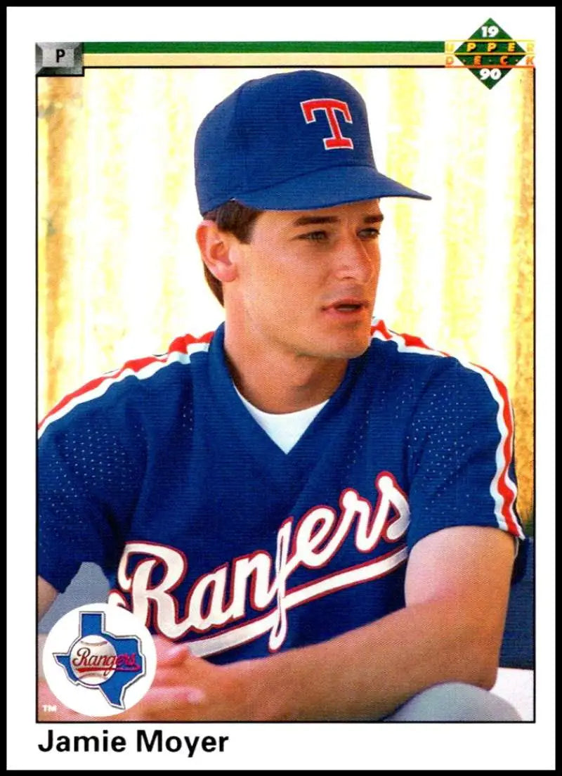 Jamie Moyer in Texas Rangers uniform on 1990 Upper Deck baseball card