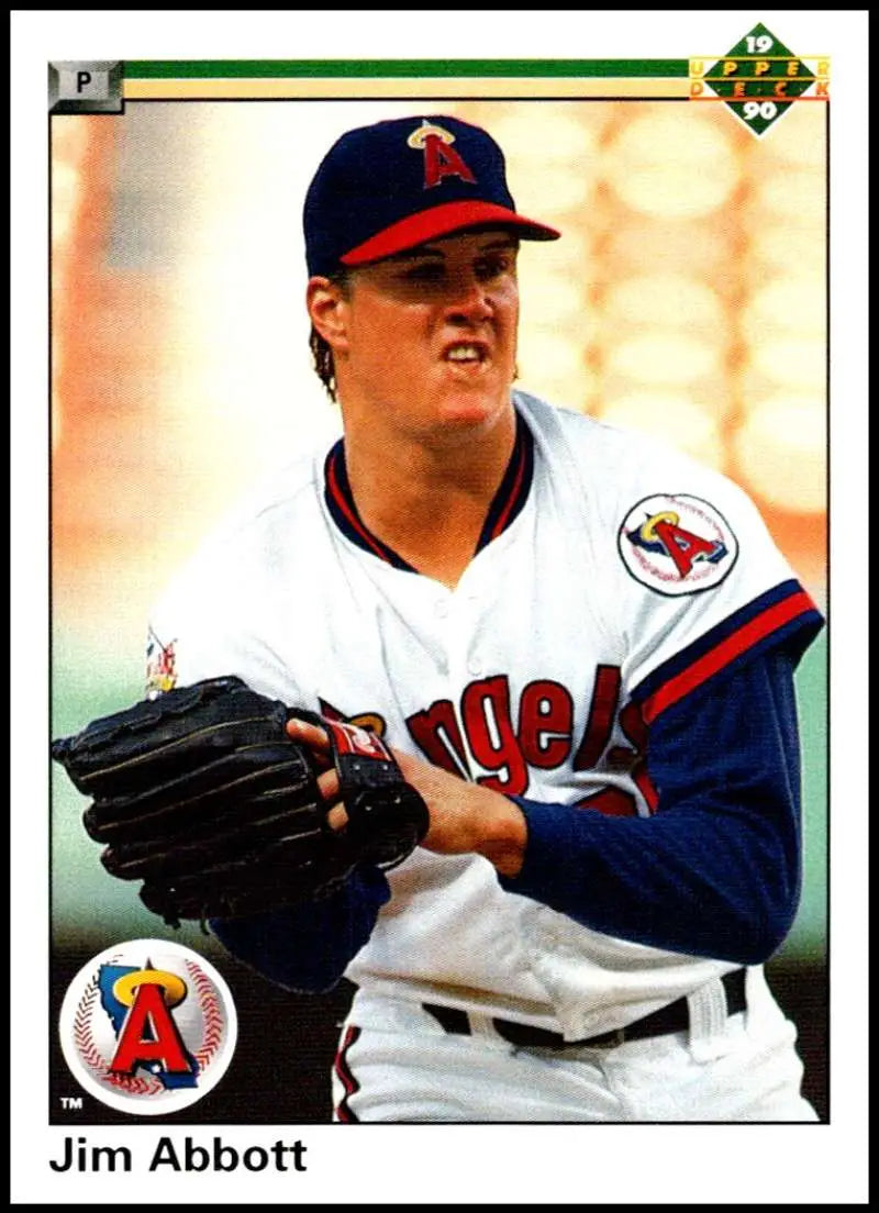 Jim Abbott California Angels Baseball Card in Navy and White Uniform by Upper Deck