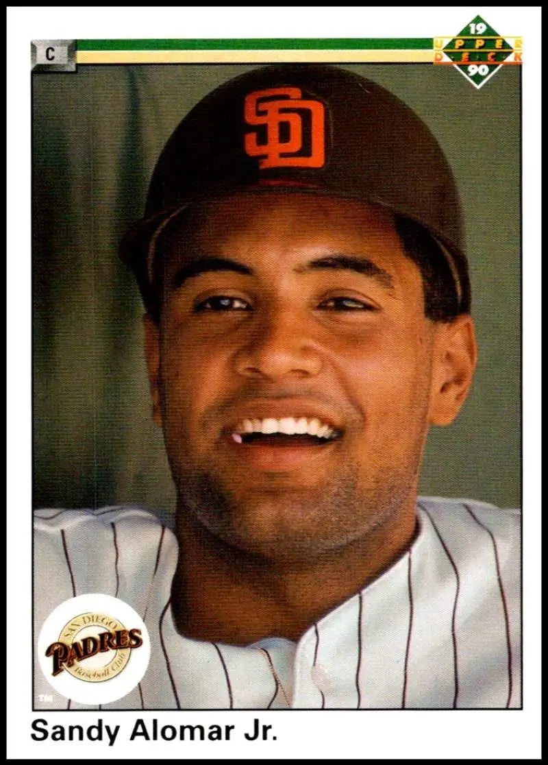 1990 Upper Deck Sandy Alomar Jr. baseball card featuring San Diego Padres player