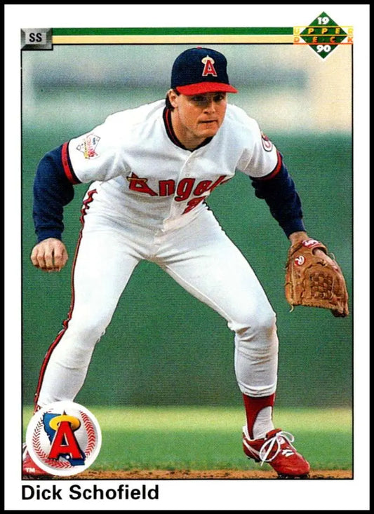 Dick Schofield in Angels uniform fielding stance for Upper Deck baseball card