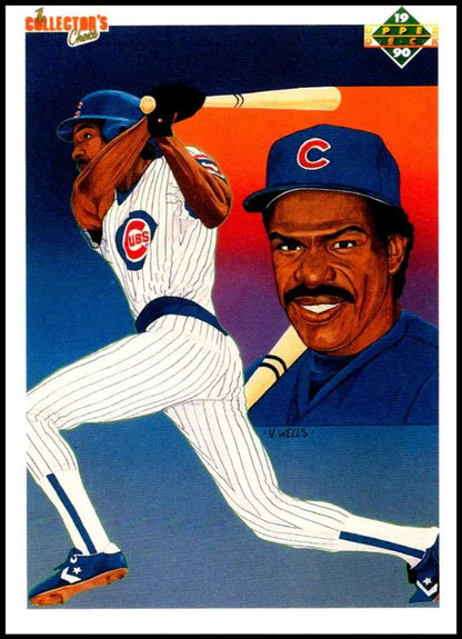 Andre Dawson trading card featuring Chicago Cubs player in batting and portrait views