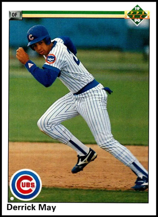 Chicago Cubs player in pinstripes running on field featured on Upper Deck rookie card