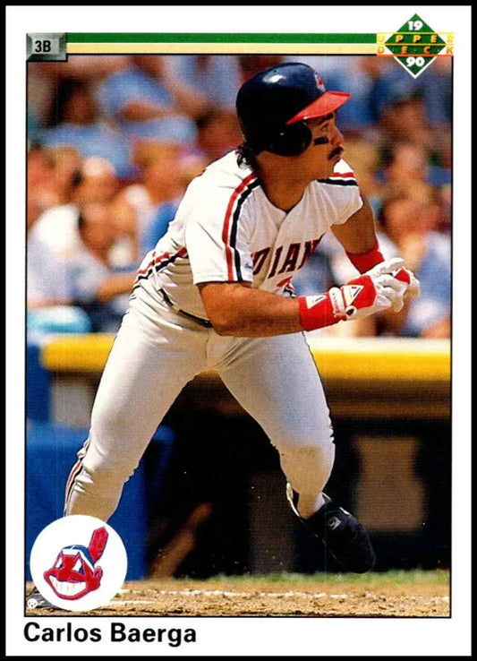 Cleveland Indians player Carlos Baerga in batting stance on baseball card