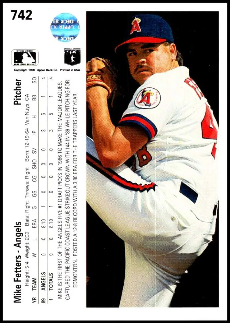 Mike Fetters pitching in 1990 Upper Deck California Angels Baseball Card display