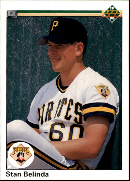 Pittsburgh Pirates player in jersey 60 and black cap on 1990 Upper Deck Stan Belinda card