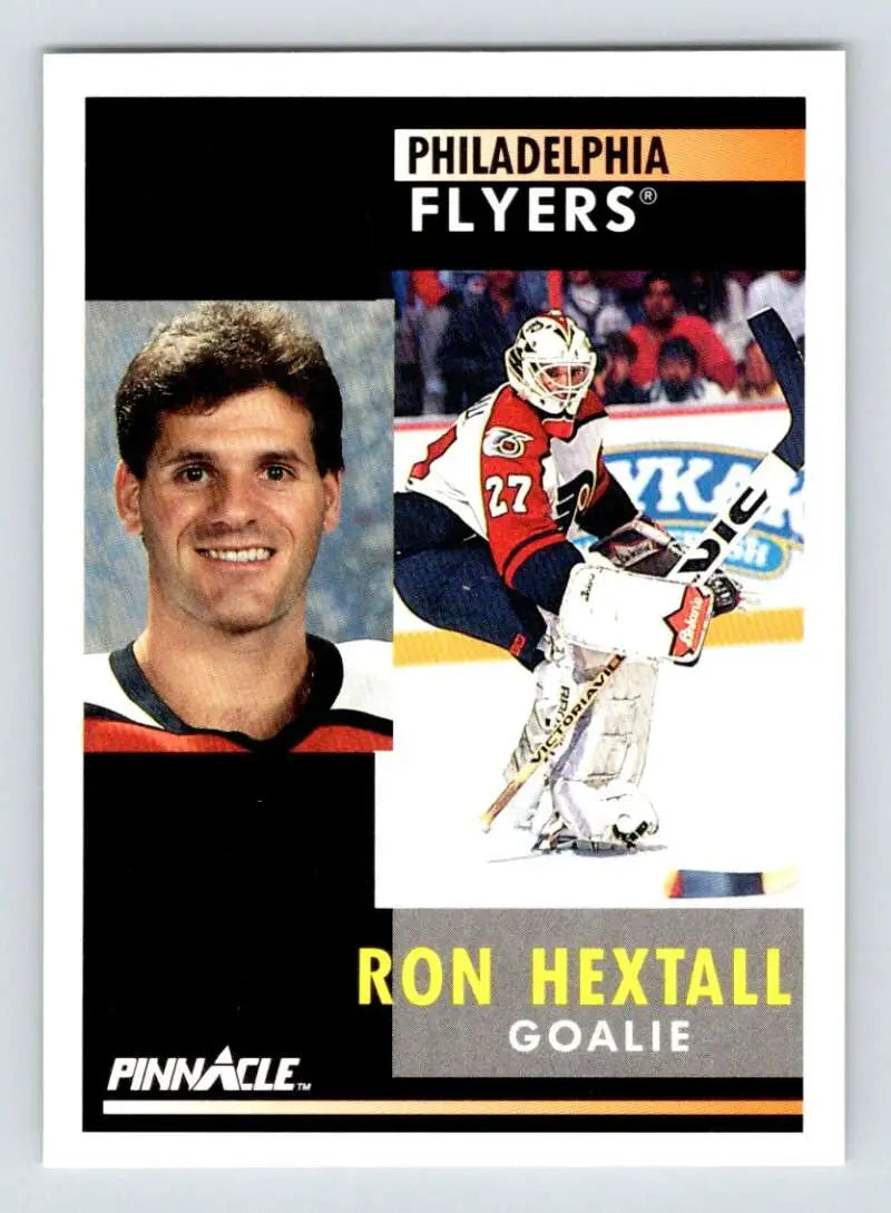 Hockey card of Ron Hextall showcasing Philadelphia Flyers goalie poses