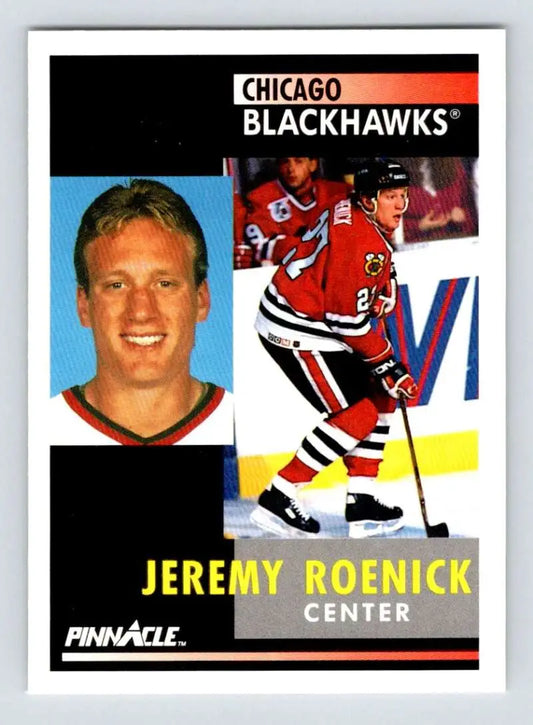 Jeremy Roenick Chicago Blackhawks Hockey Card showcasing player in portrait and action poses