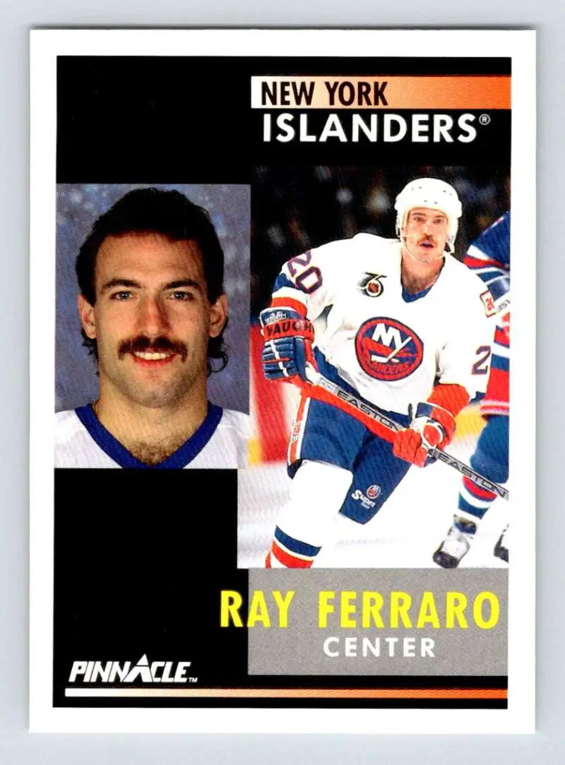 Hockey card of Ray Ferraro in New York Islanders jersey number 20 from 1991-92 Pinnacle