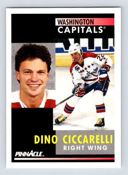 Hockey trading card of Dino Ciccarelli from Washington Capitals in action and portrait poses