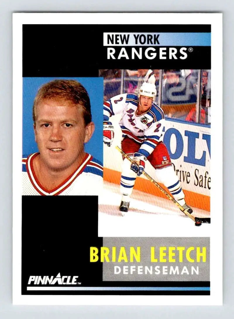 Hockey card of Brian Leetch, New York Rangers defenseman from Pinnacle series