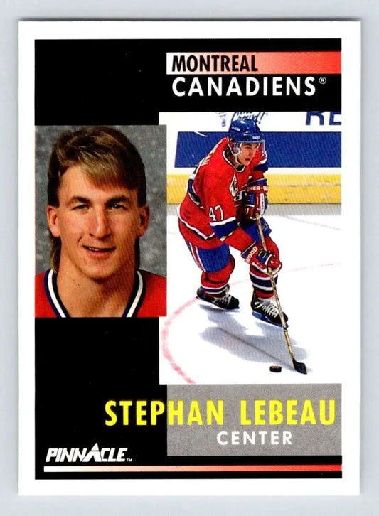 Hockey card of Stephan Lebeau showcasing Montreal Canadiens player poses