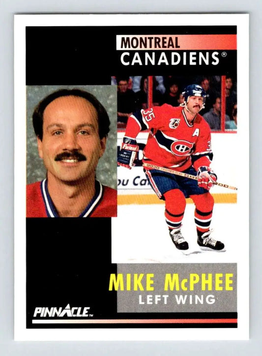 Hockey card of Mike McPhee from the Montreal Canadiens Pinnacle series