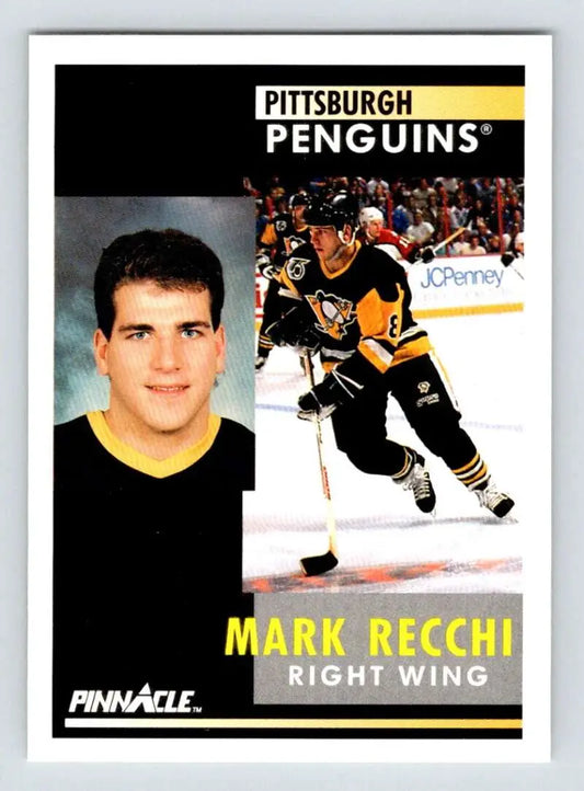 1991-92 Pinnacle #151 Mark Recchi Pittsburgh Penguins Hockey Card jersey number 24