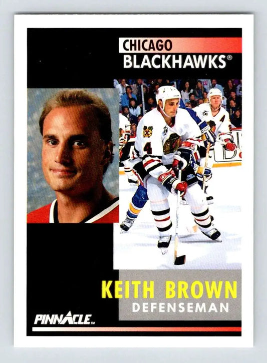 Keith Brown Chicago Blackhawks hockey card with headshot and action photos