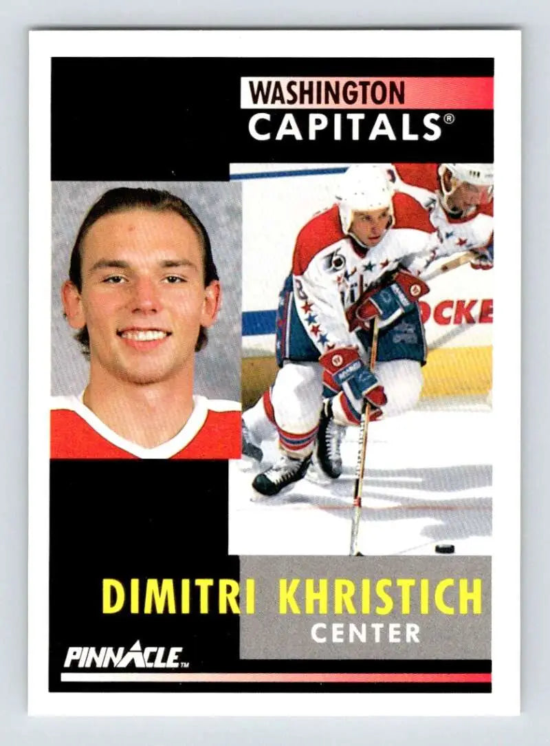 Hockey card of Dimitri Khristich in action and portrait for Washington Capitals fans